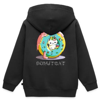 Donutcat (Donutkatze) - Kinder Premium Organic Zip Hoodie - Schwarz - Hinten - AI Model Kid Male (0cm)
