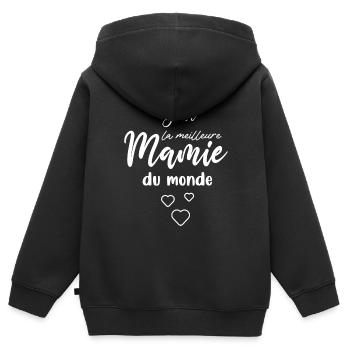 J’ai la meilleure Mamie du monde - Sweat Premium à capuche zippé enfant bio - noir - Dos - AI Model Kid Male (0cm)