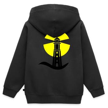 Phare 01 - Sweat Premium à capuche zippé enfant bio - noir - Dos - AI Model Kid Male (0cm)