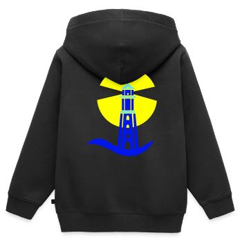 phare - Sweat Premium à capuche zippé enfant bio - noir - Dos - AI Model Kid Male (0cm)