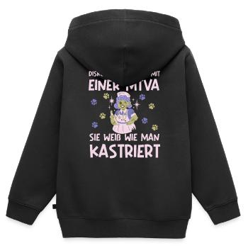 Diskutieren sie nicht mtva, weiß wie man kastriert - Kinder Premium Organic Zip Hoodie - Schwarz - Hinten - AI Model Kid Male (0cm)
