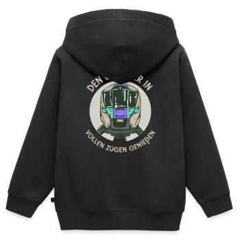 Den sommer in vollen Zügen genießen lustiges Bahn - Kinder Premium Organic Zip Hoodie - Schwarz - Hinten - AI Model Kid Male (0cm)