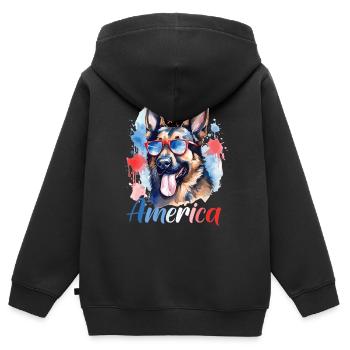 Amerika Hund 4. Juli Unabhängigkeitstag Freiheit - Kinder Premium Organic Zip Hoodie - Schwarz - Hinten - AI Model Kid Male (0cm)