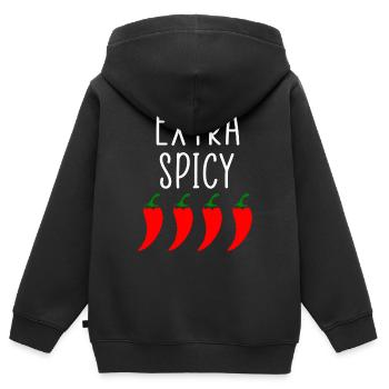 Extra épicé - Sweat Premium à capuche zippé enfant bio - noir - Dos - AI Model Kid Male (0cm)