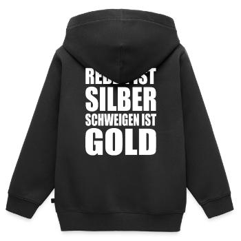 reden ist silber schweigen ist gold - Kinder Premium Organic Zip Hoodie - Schwarz - Hinten - AI Model Kid Male (0cm)