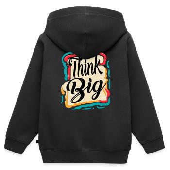 GROSS DENKEN - Kinder Premium Organic Zip Hoodie - Schwarz - Hinten - AI Model Kid Male (0cm)