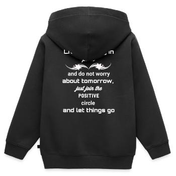 live in peace - Sweat Premium à capuche zippé enfant bio - noir - Dos - AI Model Kid Male (0cm)