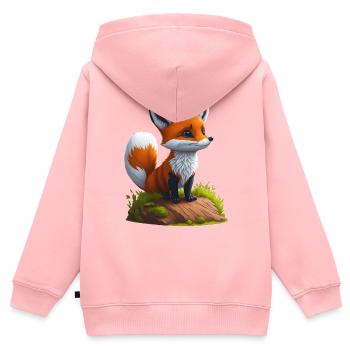 Kleiner Fuchs - Kinder Premium Organic Zip Hoodie - Rosa - Hinten - AI Model Kid Female (0cm)