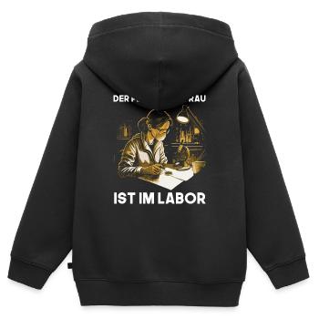 Der Platz einer Frau ist im Labor MTLA design - Kinder Premium Organic Zip Hoodie - Schwarz - Hinten - AI Model Kid Male (0cm)