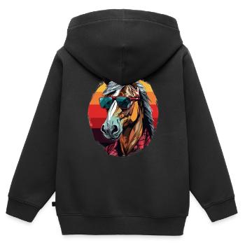 Urban Stallion - Graffiti Stil - Kinder Premium Organic Zip Hoodie - Schwarz - Hinten - AI Model Kid Male (0cm)