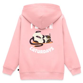 Cat Lazy Caturdays - Kids Premium Organic Zip-up Hoodie - rose - Back - AI Model Kid Female (0cm)