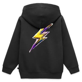 Éclair Flash Stylisé - Sweat Premium à capuche zippé enfant bio - noir - Dos - AI Model Kid Male (0cm)