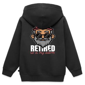 Retired so is my Alarm - Kinder Premium Organic Zip Hoodie - Schwarz - Hinten - AI Model Kid Male (0cm)
