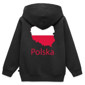 Polska - Kinder Premium Organic Zip Hoodie - Schwarz - Hinten - AI Model Kid Male (0cm)