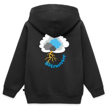 Blitz Gewitter Wolke Sturm Meteorologie - Kinder Premium Organic Zip Hoodie - Schwarz - Hinten - AI Model Kid Male (0cm)