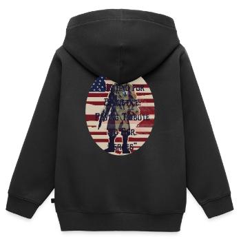Vétérans, anciens combattant, armistice. - Sweat Premium à capuche zippé enfant bio - noir - Dos - AI Model Kid Male (0cm)