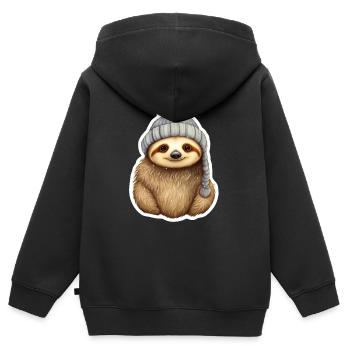Sloth with winter hat - Kids Premium Organic Zip-up Hoodie - black - Back - AI Model Kid Male (0cm)