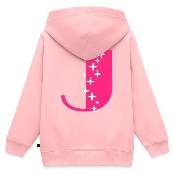 Letter J Glitter - Kids Premium Organic Zip-up Hoodie - rose - Back - AI Model Kid Female (0cm)