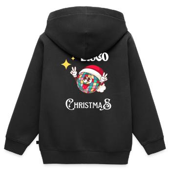 Fun Disco Christmas | XMAS - Sweat Premium à capuche zippé enfant bio - noir - Dos - AI Model Kid Male (0cm)