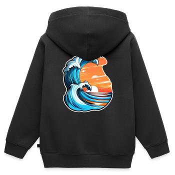 vague - été - vacances - Sweat Premium à capuche zippé enfant bio - noir - Dos - AI Model Kid Male (0cm)