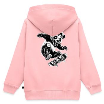 Skateboard Panda Bear Zombie Ollie Kick-Flip - Sweat Premium à capuche zippé enfant bio - rose - Dos - AI Model Kid Female (0cm)
