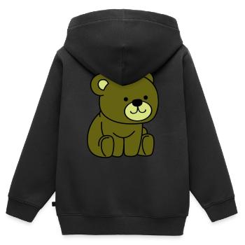 teddybär - Kinder Premium Organic Zip Hoodie - Schwarz - Hinten - AI Model Kid Male (0cm)