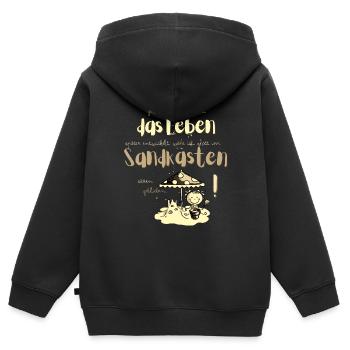 Lieber im Sandkasten geblieben! Spruch übers Leben - Kinder Premium Organic Zip Hoodie - Schwarz - Hinten - AI Model Kid Male (0cm)