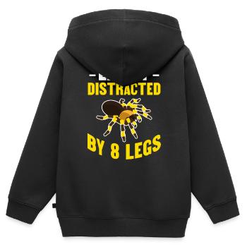 Funny Easily Distracted - Tarantula Pet Arachnid - Kinder Premium Organic Zip Hoodie - Schwarz - Hinten - AI Model Kid Male (0cm)