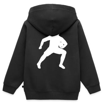 Un joueur de rugby défend le ballon - Sweat Premium à capuche zippé enfant bio - noir - Dos - AI Model Kid Male (0cm)