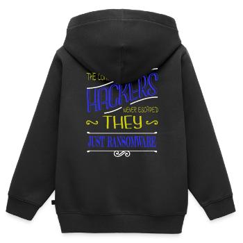 blagues crypter déclaration bday glitch - Sweat Premium à capuche zippé enfant bio - noir - Dos - AI Model Kid Male (0cm)