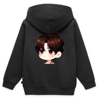 Coole Jungs - Kinder Premium Organic Zip Hoodie - Schwarz - Hinten - AI Model Kid Male (0cm)