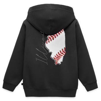 Illinois (USA) | echte Baseball | Landkarte Script - Kinder Premium Organic Zip Hoodie - Schwarz - Hinten - AI Model Kid Male (0cm)