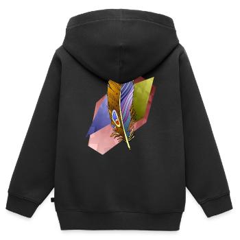 Feder - Kinder Premium Organic Zip Hoodie - Schwarz - Hinten - AI Model Kid Male (0cm)