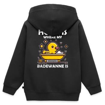 Baignoire canard en caoutchouc disant en détresse - Sweat Premium à capuche zippé enfant bio - noir - Dos - AI Model Kid Male (0cm)