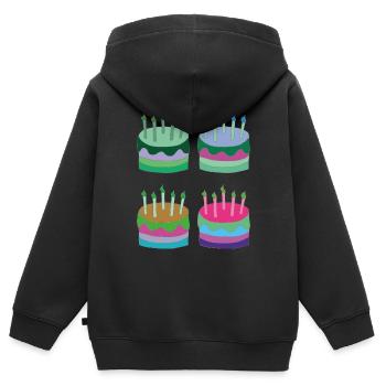 torten bunt - Kinder Premium Organic Zip Hoodie - Schwarz - Hinten - AI Model Kid Male (0cm)