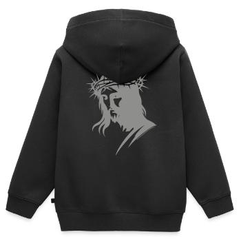 christus jesus - Kinder Premium Organic Zip Hoodie - Schwarz - Hinten - AI Model Kid Male (0cm)
