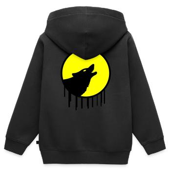 wolf vollmond - Kinder Premium Organic Zip Hoodie - Schwarz - Hinten - AI Model Kid Male (0cm)