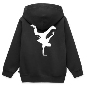 Breakdance - Sweat Premium à capuche zippé enfant bio - noir - Dos - AI Model Kid Male (0cm)