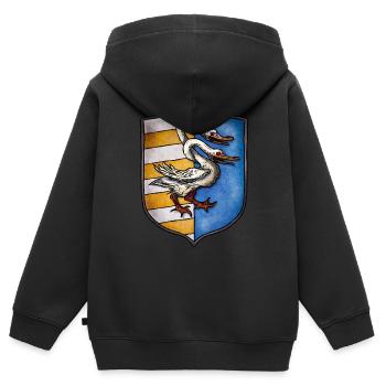 Armoiries cygne à deux têtes - Sweat Premium à capuche zippé enfant bio - noir - Dos - AI Model Kid Male (0cm)