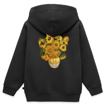 Sonnenblumen van Gogh - Kinder Premium Organic Zip Hoodie - Schwarz - Hinten - AI Model Kid Male (0cm)