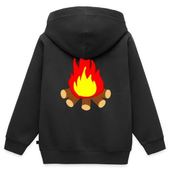 Feuer - Kinder Premium Organic Zip Hoodie - Schwarz - Hinten - AI Model Kid Male (0cm)