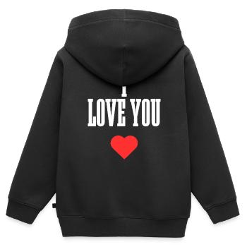 Je t’aime - Sweat Premium à capuche zippé enfant bio - noir - Dos - AI Model Kid Male (0cm)