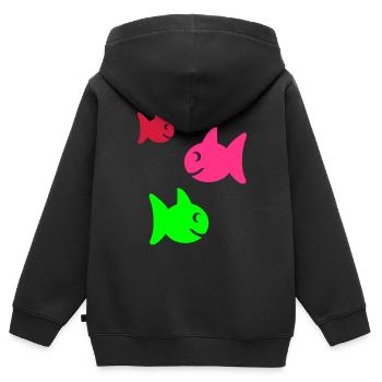 poisson - Sweat Premium à capuche zippé enfant bio - noir - Dos - AI Model Kid Male (0cm)