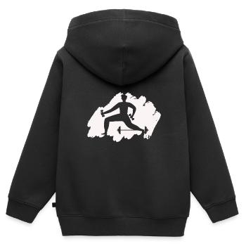 Musculation Haltérophilie Fitness Workout - Sweat Premium à capuche zippé enfant bio - noir - Dos - AI Model Kid Male (0cm)