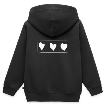 Three Hearts Heart Rectangle Love - Kids Premium Organic Zip-up Hoodie - black - Back - AI Model Kid Male (0cm)