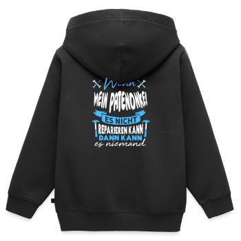 Wenn MEIN PATENONKEL es nicht reparieren kann - Kinder Premium Organic Zip Hoodie - Schwarz - Hinten - AI Model Kid Male (0cm)