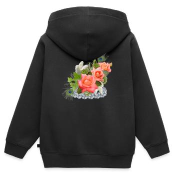 Des fleurs avec des bijoux - Sweat Premium à capuche zippé enfant bio - noir - Dos - AI Model Kid Male (0cm)