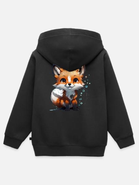 Kleiner süßer Fuchs - Kinder Premium Organic Zip Hoodie - Schwarz