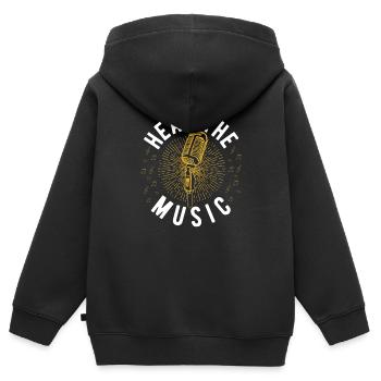hear the music - Kids Premium Organic Zip-up Hoodie - black - Back - AI Model Kid Male (0cm)