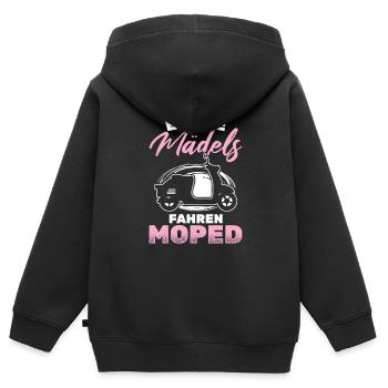 Echte Mädels Fahren Moped Mofa Moped - Kinder Premium Organic Zip Hoodie - Schwarz - Hinten - AI Model Kid Male (0cm)